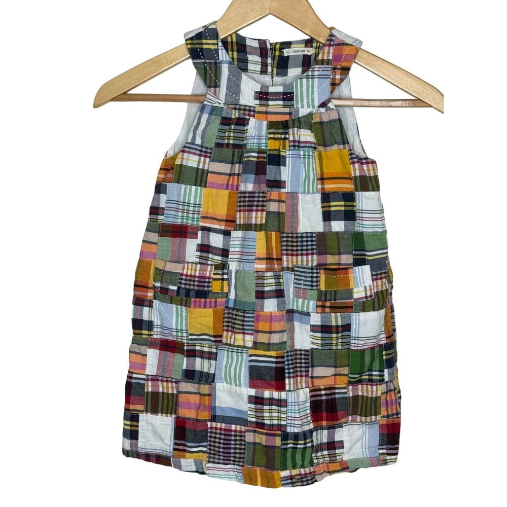 Crewcuts by J. Crew Girls' Patchwork Sleeveless‎ 100% Cotton Dress Sz M 4-5 FLAW